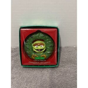 Vintage Sesame Street Oscar the Grouch Porcelain Wreath Christmas Ornament NIB